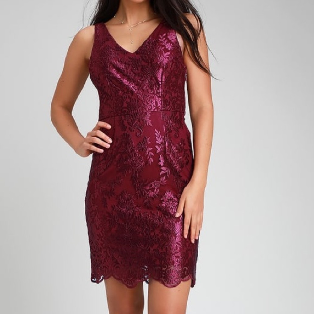 NWT Lulus Burgundy Lace Cocktail Dress XS
